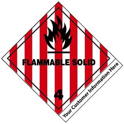 Flammable Solid Class 4 Label (w/ IMPRINT)