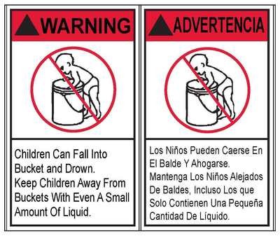 Warning Child Can Fall (English/Spanish) 2 in 1 set