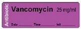 Vancomycin 25 mg/ml - Date, Time, Init. Antibiotic Syringe Label
