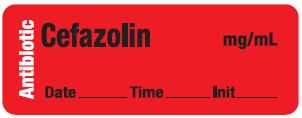 Cefazolin mg/ml - Date, Time, Init. Antibiotic Syringe Label