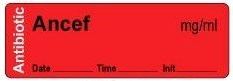 Ancef mg/ml - Date, Time, Init. Antibiotic Syringe Label