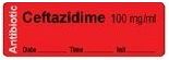 Ceftazidime 100 mg/ml - Date, Time, Init. Antibiotic Syringe Label