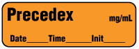 Precedex mg/mL - Date, Time, Init. Anesthesia Label