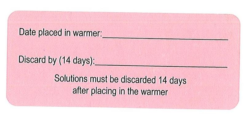 Date placed in warmer (14 Days) Label