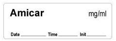 Amicar mg/ml - Date, Time, Init. Syringe Label