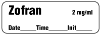 Zofran 2 mg/ml - Date, Time, Init. Anesthesia Label