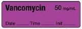 Vancomycin 50 mg/mL - Date, Time, Init. Antibiotic Syringe Label