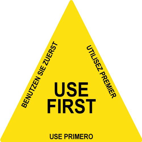 Ultra Removable Label - 1" Use First (Triangle)