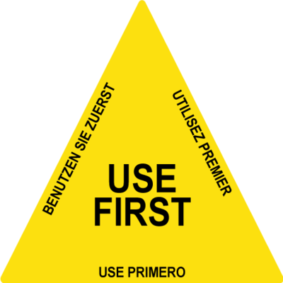 Ultra Removable Label - 1" Use First (Triangle)
