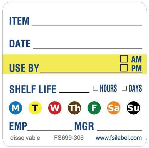 2" x 2" Shelf Life Water Dissolvable Label