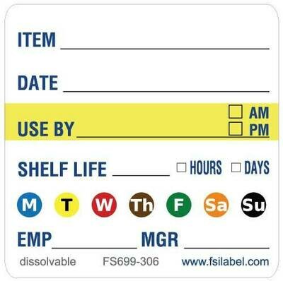 2" x 2" Shelf Life Water Dissolvable Label