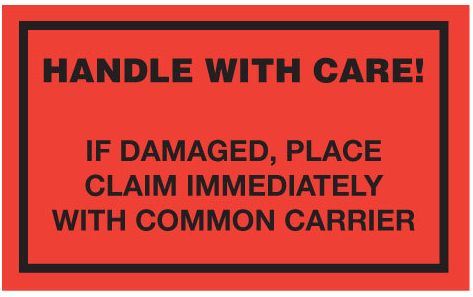 Handle With Care If Damaged... Label