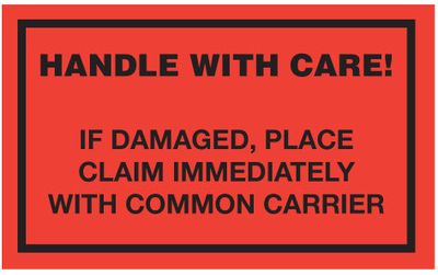 Handle With Care If Damaged... Label