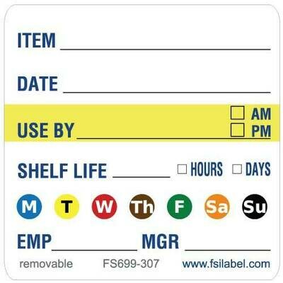 Ultra Removable Label - 2" x 2" Shelf Life