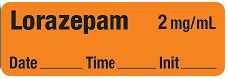 Lorazepam 2 mg/mL - Date, Time, Init. Anesthesia Label