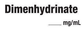 Dimenhydrinate mg/mL Syringe Label