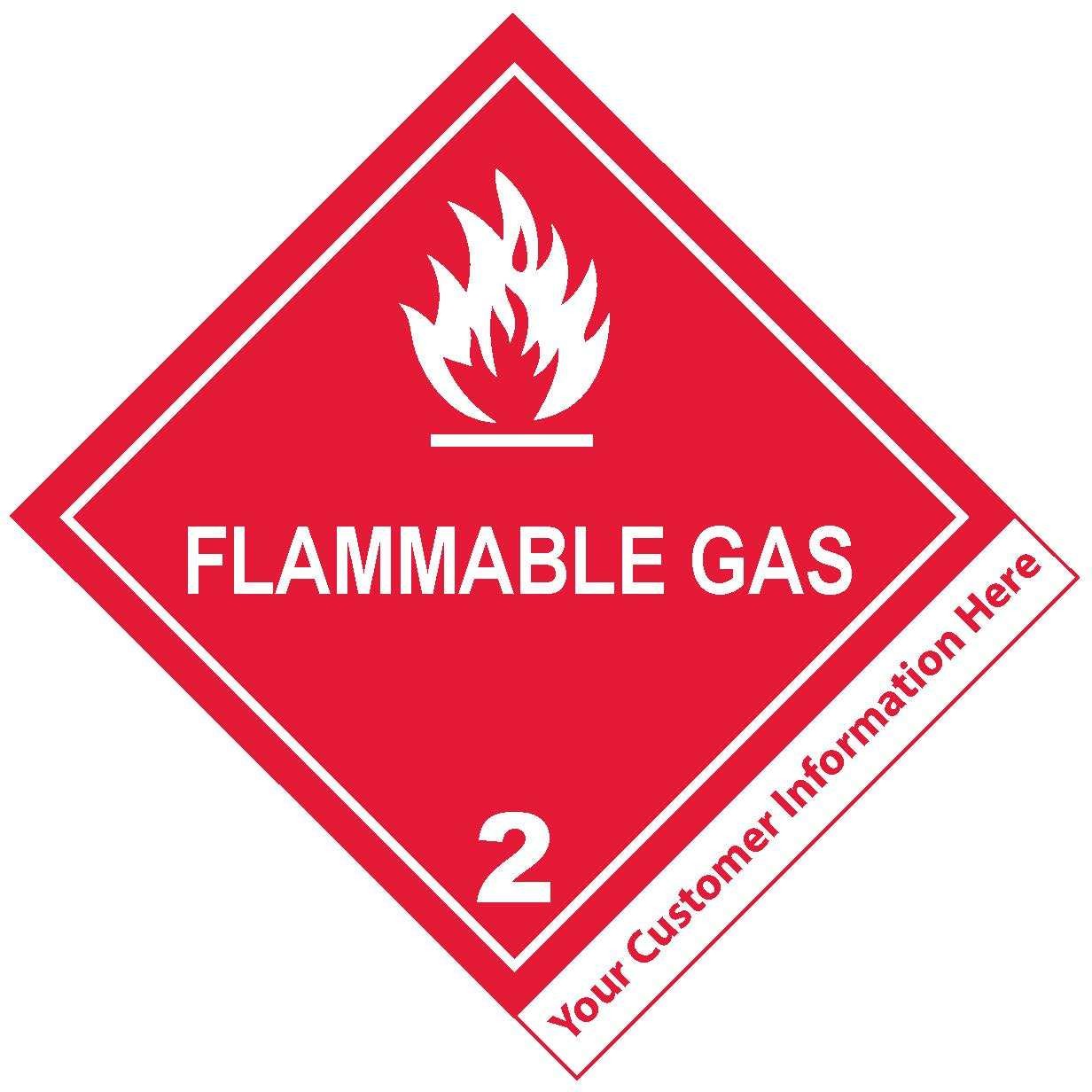 Flammable Gas Class 2 Label (w/ IMPRINT) Flammable Gas Class 2 Label (w/ IMPRINT)