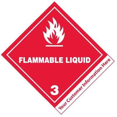 Flammable Liquid Class 3 Label (w/ IMPRINT)