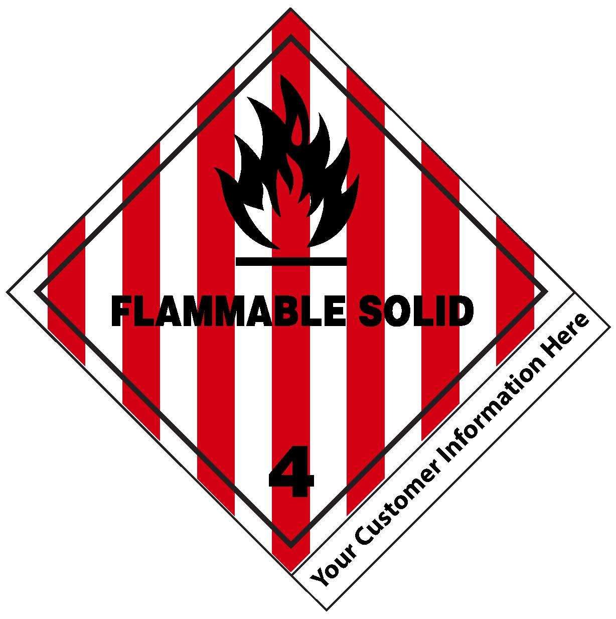 Flammable Solid Class 4 Label (w/ IMPRINT) Flammable Solid Class 4 Label (w/ IMPRINT)