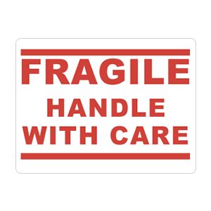 Fragile Handle With Care Label (White/Red) Fragile Handle With Care Label (White/Red)