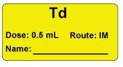 Td Dose: 0.5 mL/Route: IM Vaccine Label