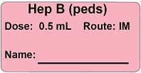 Hep B (peds) Dose: 0.5 mL/Route: IM  Vaccine Label