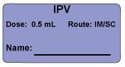 IPV Dose: 0.5 mL/Route: IM/SC  Vaccine Label