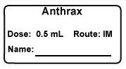 Anthrax 0.5 mL Vaccine Label