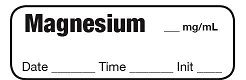Magnesium  mg/mL - Date, Time, Init. Syringe Label