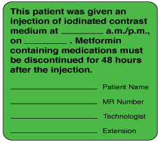 Patient Given Injection of Iodinated Medium Label Patient Given Injection of Iodinated Medium Label