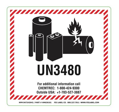 UN3480 w/ CHEMTREC phone