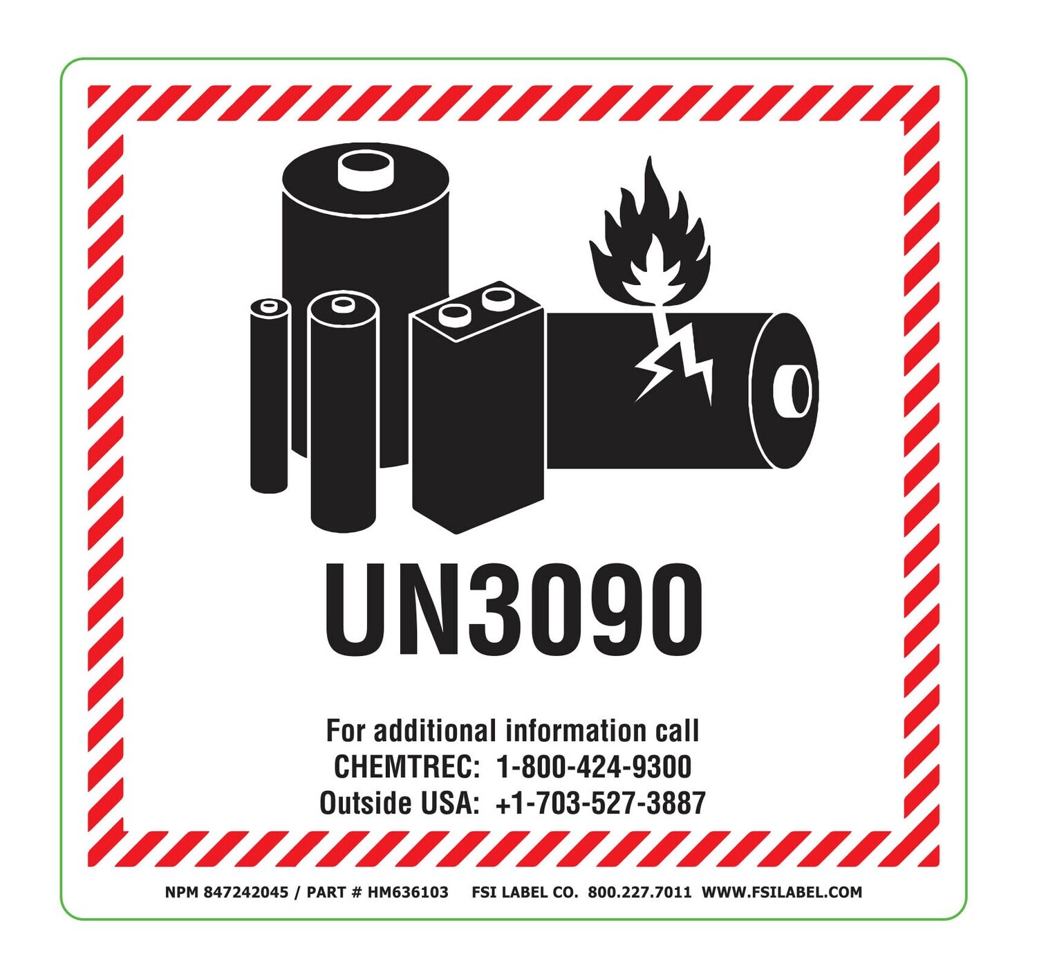 UN3090 w/ CHEMTREC phone