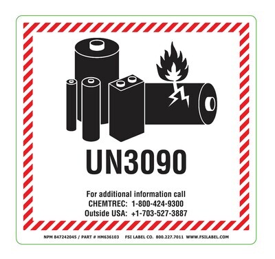UN3090 w/ CHEMTREC phone