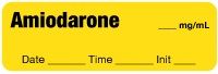Amiodarone mg/mL - Date, Time, Init. Syringe Label