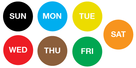 1 1" SUN - SAT (Full Week Set) Water Dissolvable Labels