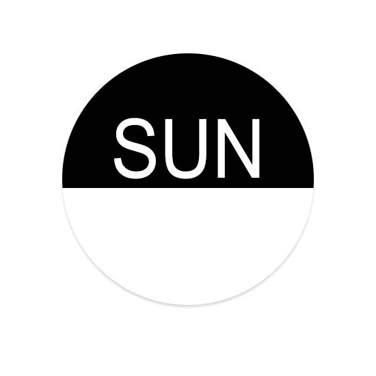 1 1" SUN (Reverse Print w/ Space) Water Dissolvable Label