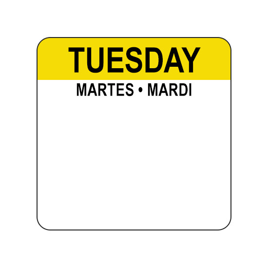 TUESDAY (TRILINGUAL) 1" - Water Dissolvable