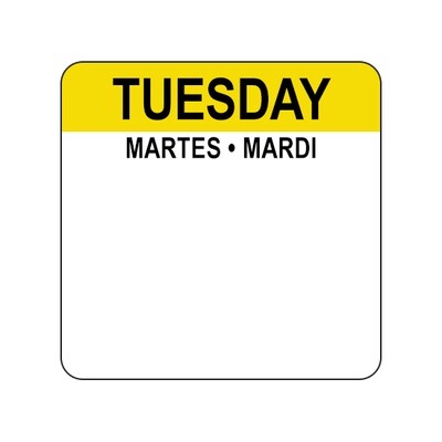 TUESDAY (TRILINGUAL) 1 TUESDAY (TRILINGUAL) 1" - Water Dissolvable