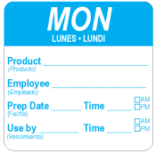 2 2" x 2" MON Product/Employee/Prep (TRILINGUAL) Water Dissolvable Label