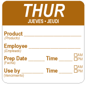 2" x 2" THU Product/Employee/Prep (TRILINGUAL) Water Dissolvable Label