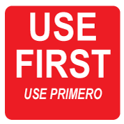 2 2" x 2" USE FIRST (BILINGUAL) Water Dissolvable Label