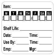 Ultra Removable Label -  2" x 2" Item/Shelf Life/Date & Time Ultra Removable Label