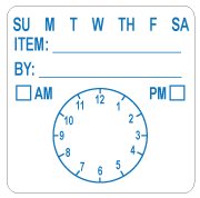 Ultra Removable Label - 2" x 2" Day / Clock