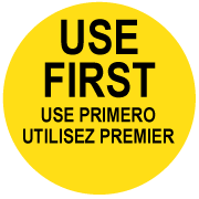 Ultra Removable Label - 2" Use First (Trilingual)