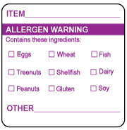 Allergen Warning Cold Temp Label - 2 Allergen Warning Cold Temp Label - 2" x 2"
