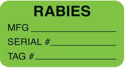 RABIES/MFG/SERIAL#/TAG# Labels