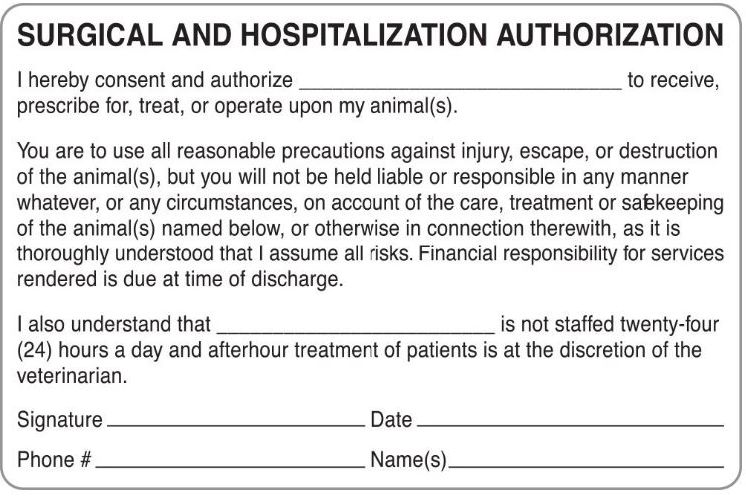 SURGICAL AND HOSPITALIZATION AUTHORIZATION Labels