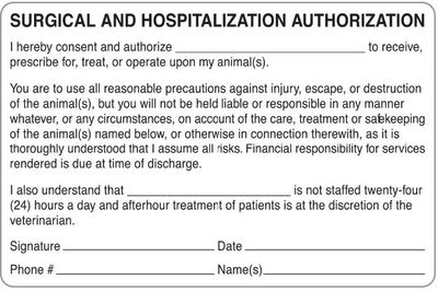 SURGICAL AND HOSPITALIZATION AUTHORIZATION Labels