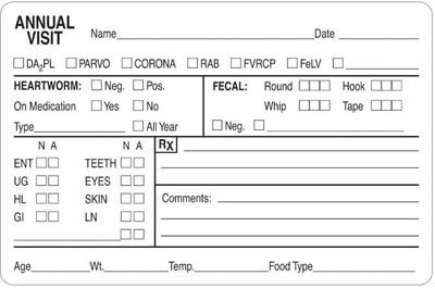 ANNUAL VISIT - EXAMINATION (DA2PL/PARVO/CORONA/RAB/FVRCP/FeLV) Labels