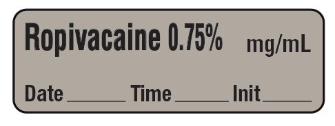 Ropivacaine 0.75% mg/mL - Date, Time, Init. Anesthesia Label